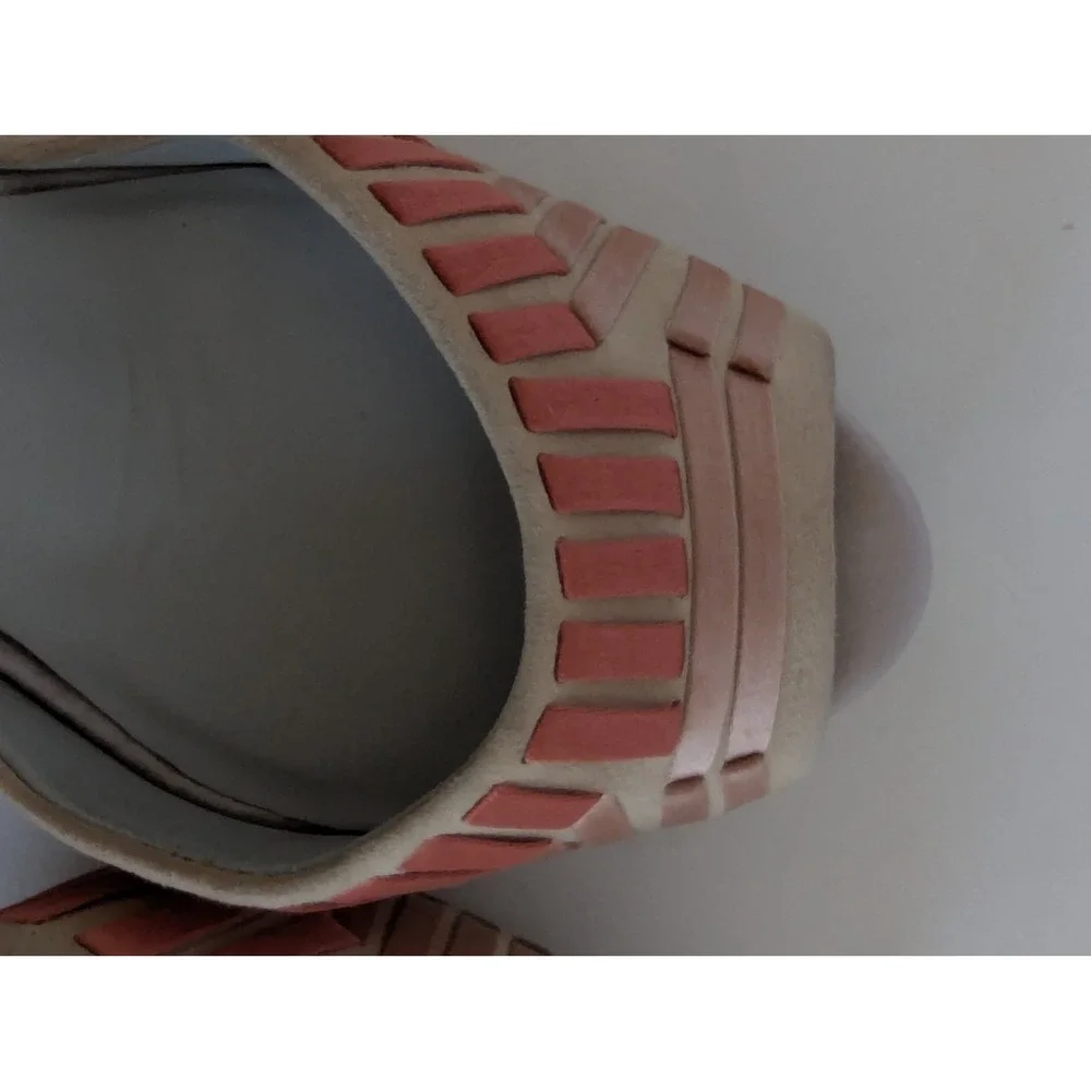 Reiss Womens Heels Size 7 Nude Coral Ankle Strap Cutout Peep Toe Stiletto - Picture 9 of 16